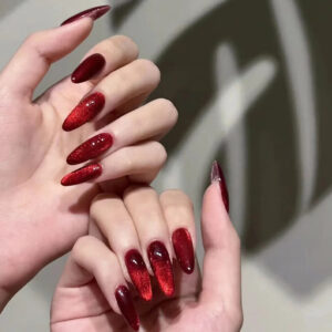 Red Almond False Nails
